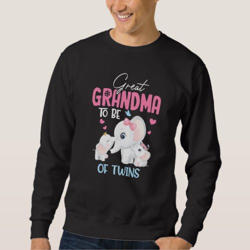 Great Grandma To Be Of Twins Elephant Baby Shower  Sweatshirt