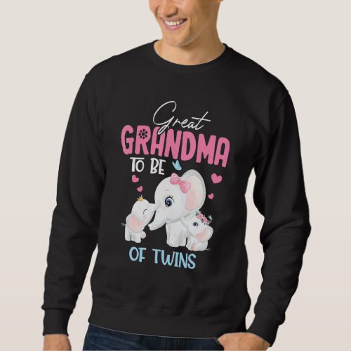 Great Grandma To Be Of Twins Elephant Baby Shower Sweatshirt
