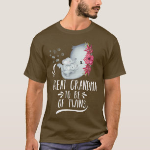 Great Grandma To Be Of Twins Elephant Baby Shower  T-Shirt