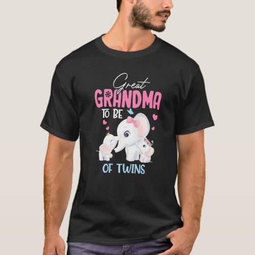 Great Grandma To Be Of Twins Elephant Baby Shower  T_Shirt