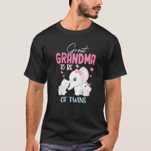 Great Grandma To Be Of Twins Elephant Baby Shower  T-Shirt