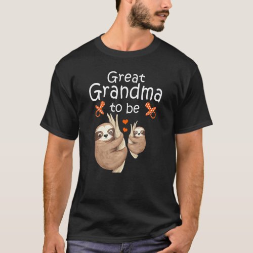 Great Grandma To Be Sloth Baby Shower Cute Animal T-Shirt