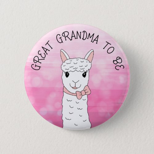 Great Grandma To Be with Pink Bow Button