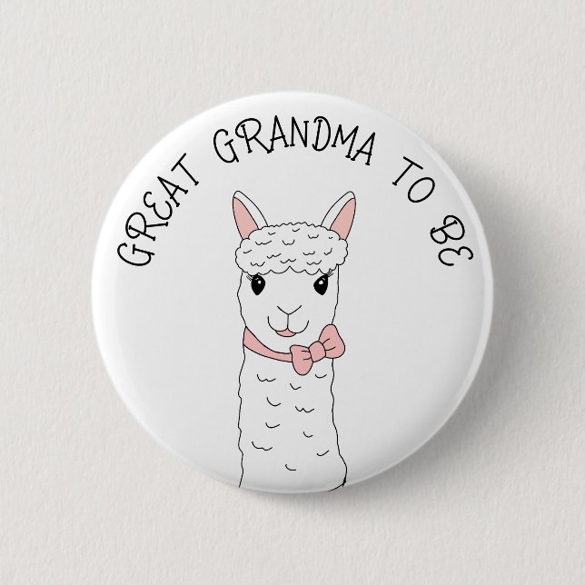 Great Grandma To Be with Pink Bow Button (Front)