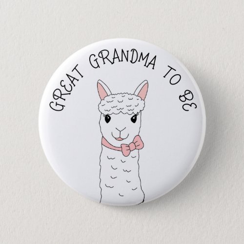 Great Grandma To Be with Pink Bow Button