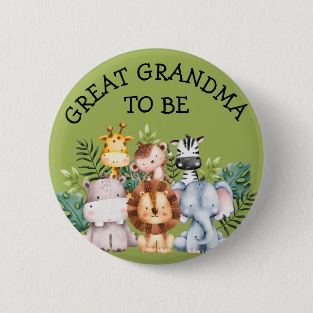 Great Grandma To Be Woodland Creatures Baby Shower Button (Front)