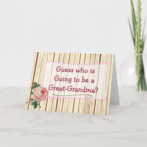 Great Grandma Vintage Rose Baby Announcement Card