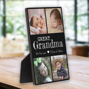 Great Grandma We Love You 4 Photo Collage Black Plaque