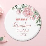 Great Grandma Year Established Custom Pink Roses  Magnet<br><div class="desc">Perfect gift for Great Grandmas with a beautiful pastel pink roses design on front and back.

Customize one side with 'Grandma' or another title,  and the other side Established and Year,  or any other special message.</div>