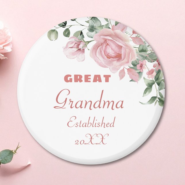 Great Grandma Year Established Custom Pink Roses  Magnet (Creator Uploaded)