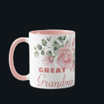 Great Grandma Year Established Custom Pink Roses  Mug<br><div class="desc">Perfect gift for Great Grandmas with a beautiful pastel pink roses design on front and back.

Customize one side with 'Grandma' or another title,  and the other side Established and Year,  or any other special message.</div>