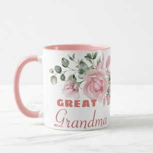 Great Grandma Year Established Custom Pink Roses  Mug