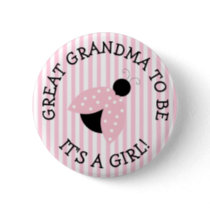 Great GrandmaPink Ladybug Baby Shower Button