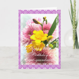 Great-grandma's 100th birthday flower bouquet card