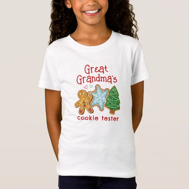 Great Grandma's Cookie Tester Christmas Cookie T-Shirt (Front)