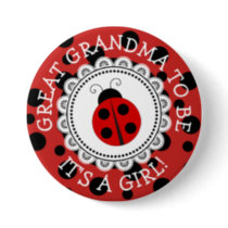 "Great GrandmaTo Be" Ladybug Baby Shower Button