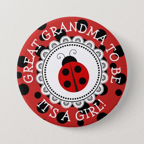 Great GrandmaTo Be Ladybug Baby Shower Button