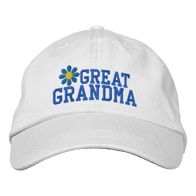 Great Grandmother Blue Flower Embroidered Hat (Front)