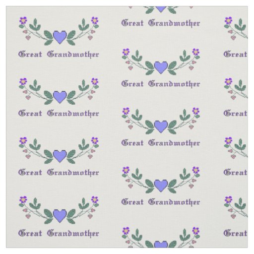 Great Grandmother Cross Stitch Print Fabric