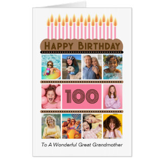 Great Grandmother Custom Big 100th Birthday Card