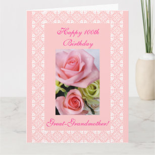 Great-Grandmother's 100th (age) birthday roses BIG Card