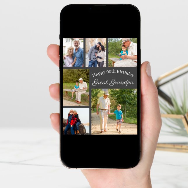 Great Grandpa 6 Photo Collage Any Age Birthday Card (Front Digital)