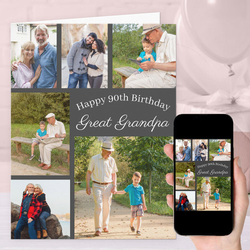Great Grandpa 6 Photo Collage Any Age Birthday Card