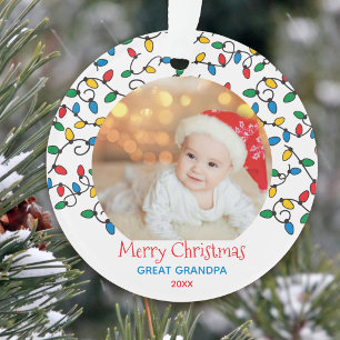 Great Grandpa Christmas Lights Photo Ornament