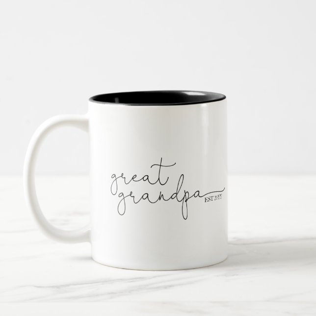 Great Grandpa Established | Great Grandpa Gift Two-Tone Coffee Mug (Left)