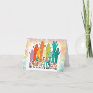 Great Grandpa Father's Day Colorful Hands Raised Holiday Card