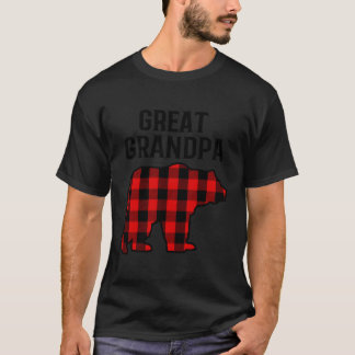 Great Grandpa Gifts Red Black Buffalo Plaid Bear T-Shirt