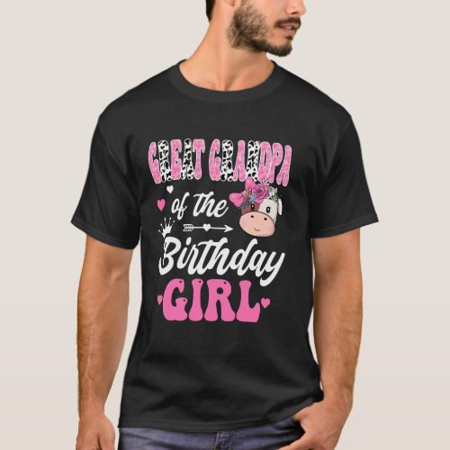 Great Grandpa Of The Birthday Girl Farm Cow 1St Bd T-Shirt