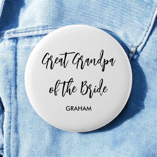 Great Grandpa of the Bride Black White Button (Creator Uploaded)