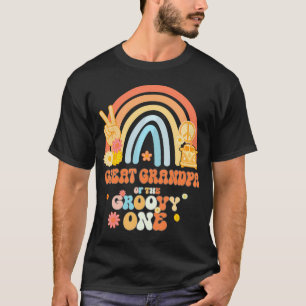 Great Grandpa Of The Groovy One Rainbow Boho Birth T-Shirt