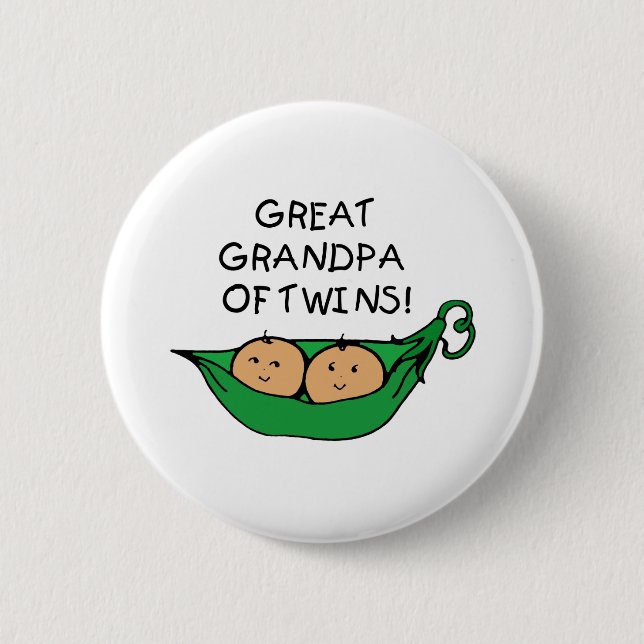 Great Grandpa of Twins Pod Pinback Button (Front)