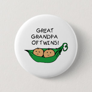 Great Grandpa of Twins Pod Pinback Button
