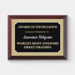Great Grandpa! Personalized Special Award plaque