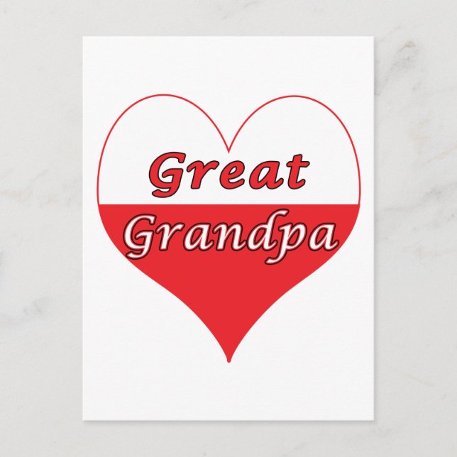 Great Grandpa Polish Heart Postcard (Front)