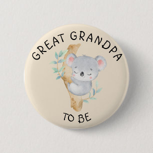 Great Grandpa To Be Koala themed Baby Shower Button