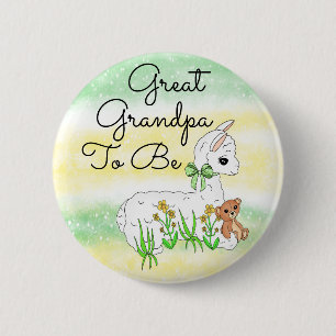 Great Grandpa To Be Llama with Teddy Bear Button