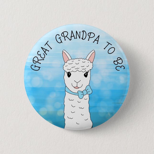 Great Grandpa To Be with Blue Bow Button (Front)