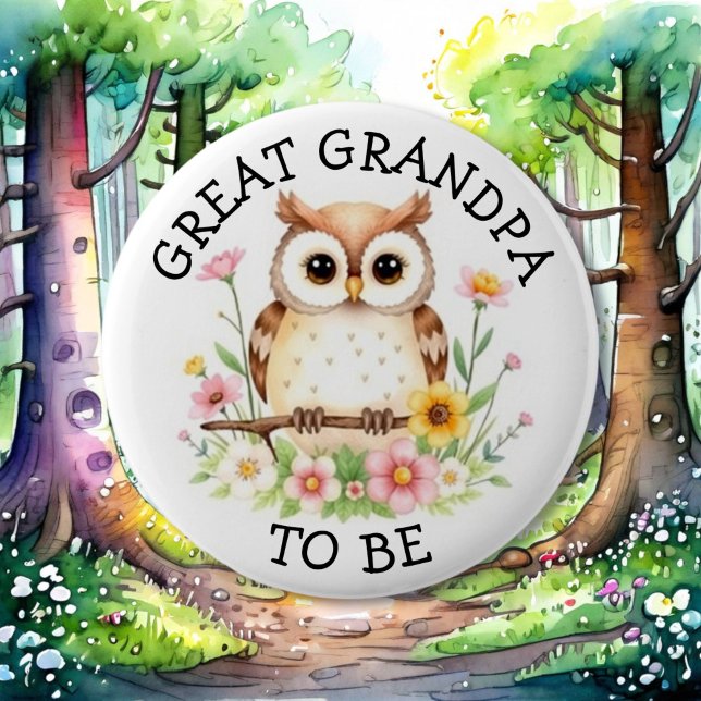 Great Grandpa to be | Woodland Themed Baby Shower  Button (Creator Uploaded)