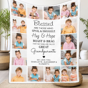 Great Grandparents Personalized Poem Photo Collage Fleece Blanket