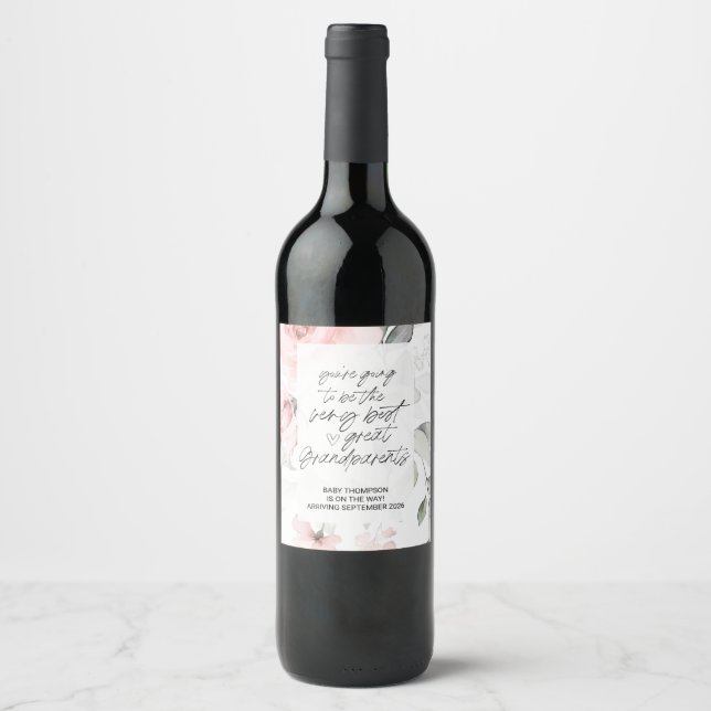Great Grandparents Pregnancy Announcement New Baby Wine Label (Front)