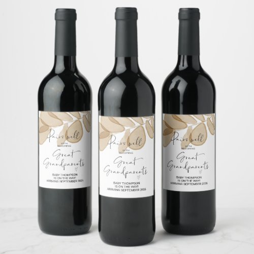 Great Grandparents Pregnancy Announcement Parents  Wine Label