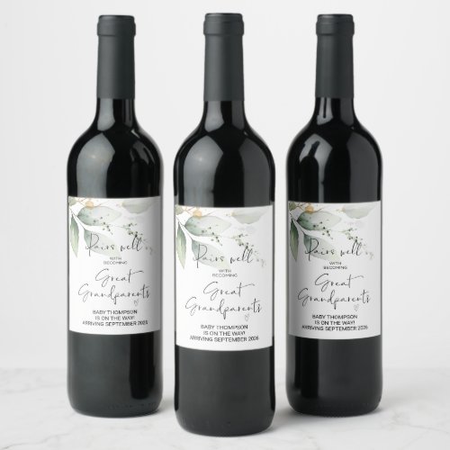 Great Grandparents Pregnancy Announcement Parents Wine Label