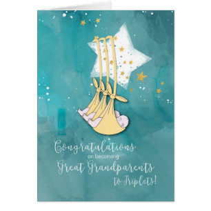 Great Grandparents to Triplets, Congratulations Cards