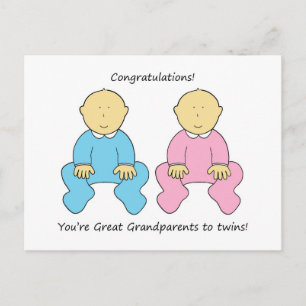 Great Grandparents to Twins Congratulations Postcard