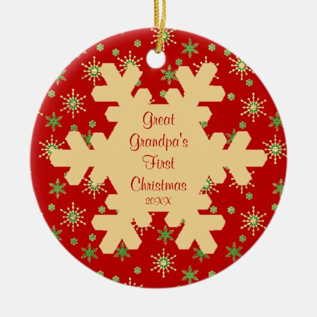 Great Grandpa's First Christmas Snowflake Ornament (Front)