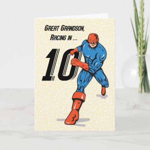 Great Grandson 10th Birthday Superhero Card
